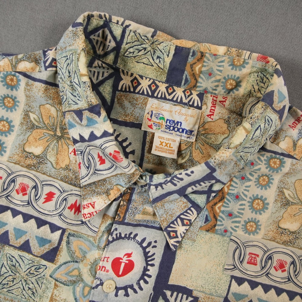 Reyn Spooner American Heart Association Hawaiian Vacation Medical Mens Shirt XXL